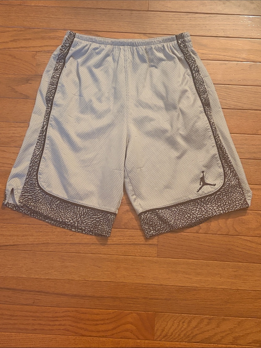 Jordan Light Gray Mesh Shorts with Dark Gray Elephant-Print Trim